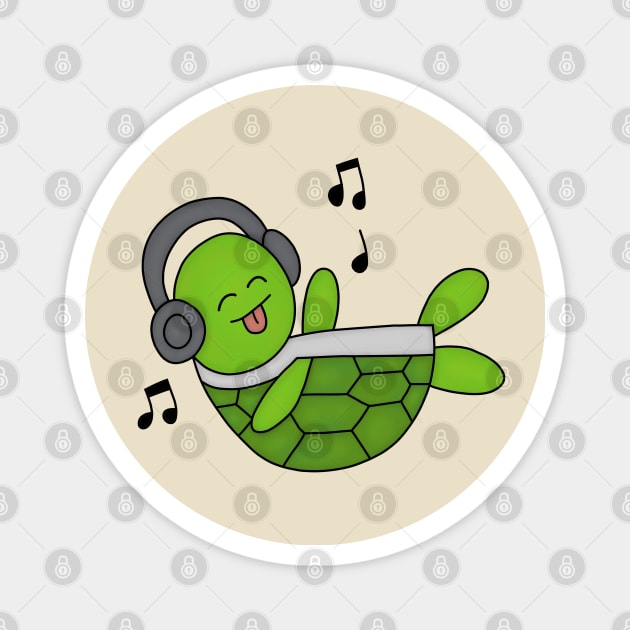 Green Turtle Jamming Out Magnet by pako-valor